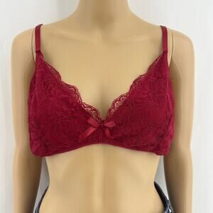 Shein (2XL) Red Floral Lace Wireless Fashion Bralette